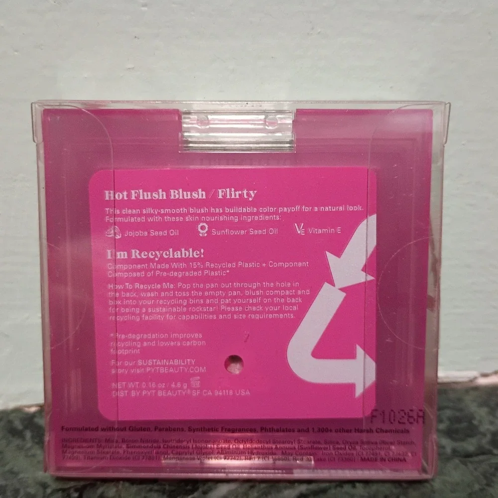 PYT Beauty Hot Flush Blush Flirty Pink Pressed Powder Clean Vegan Makeup 0.16oz